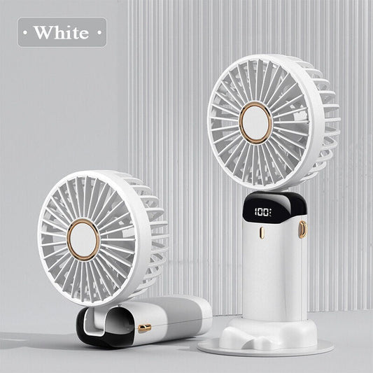 5-in-1 portable rechargeable mini fan with digital display