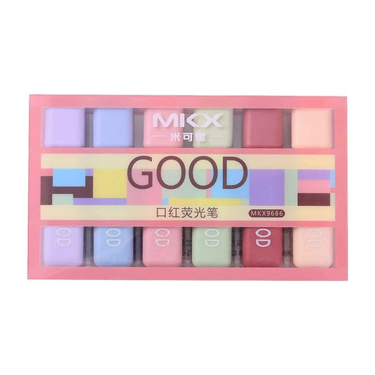 Pack of 6 colorful highlighter marker pens for students and office use