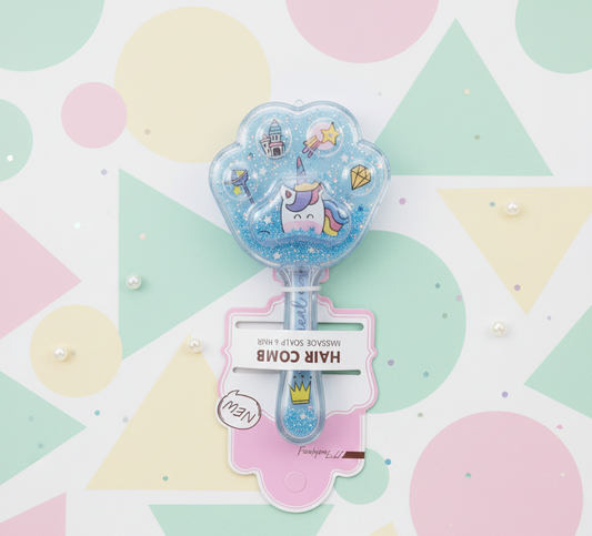 Unicorn glitter hair brush for kids – random colour