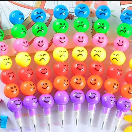 Pack of 4 smiley cartoon pencils for school students – random colour