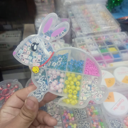 DIY beads set in bunny storage box for jewelry making