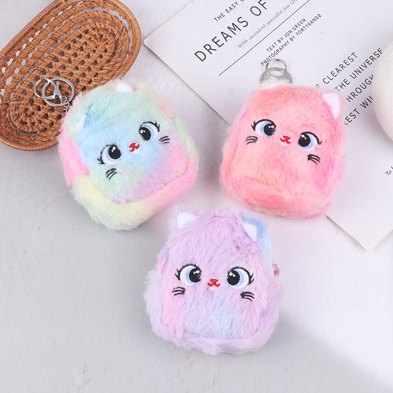 Kawaii rainbow keyring coin purse for kids – random colour