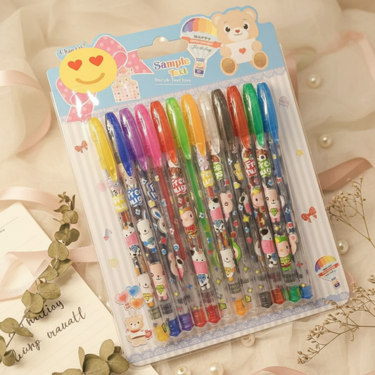 12 colors glitter and metallic gel pen set for school, art and journaling