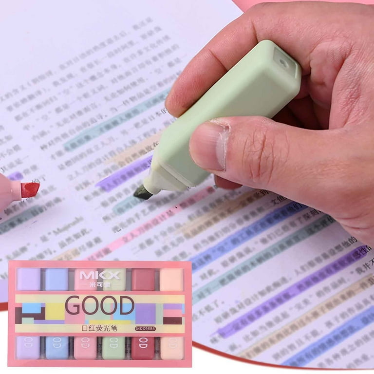 Pack of 6 colorful highlighter marker pens for students and office use