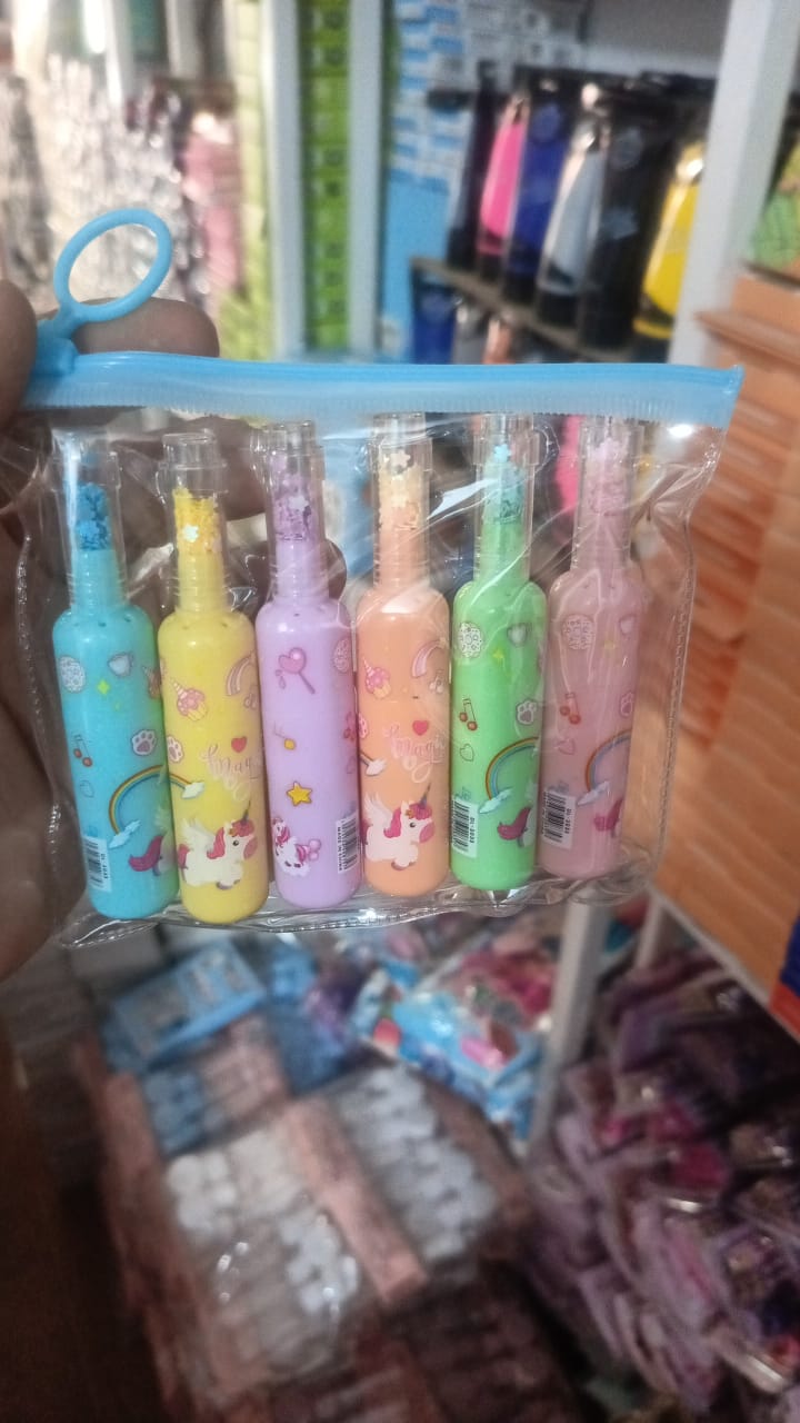 Pack of 6 Kromi bottle shaped highlighter markers for school and office