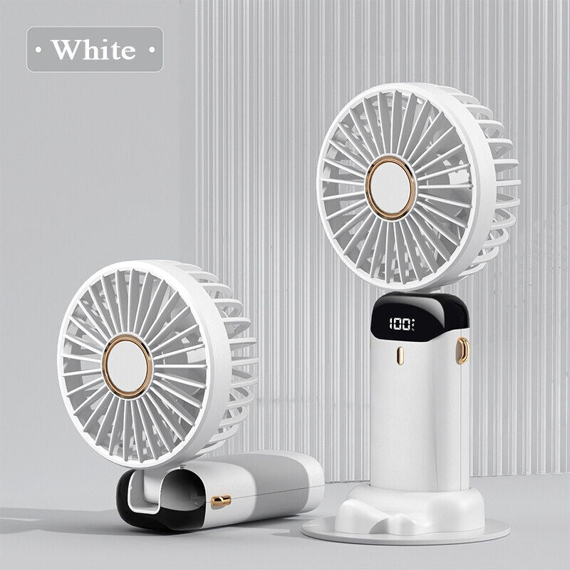5-in-1 portable rechargeable mini fan with digital display