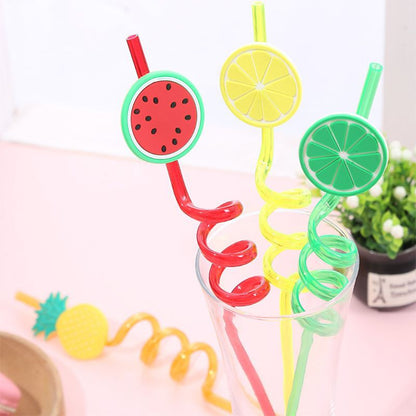 Reusable colorful spiral drinking straws – pack of 4
