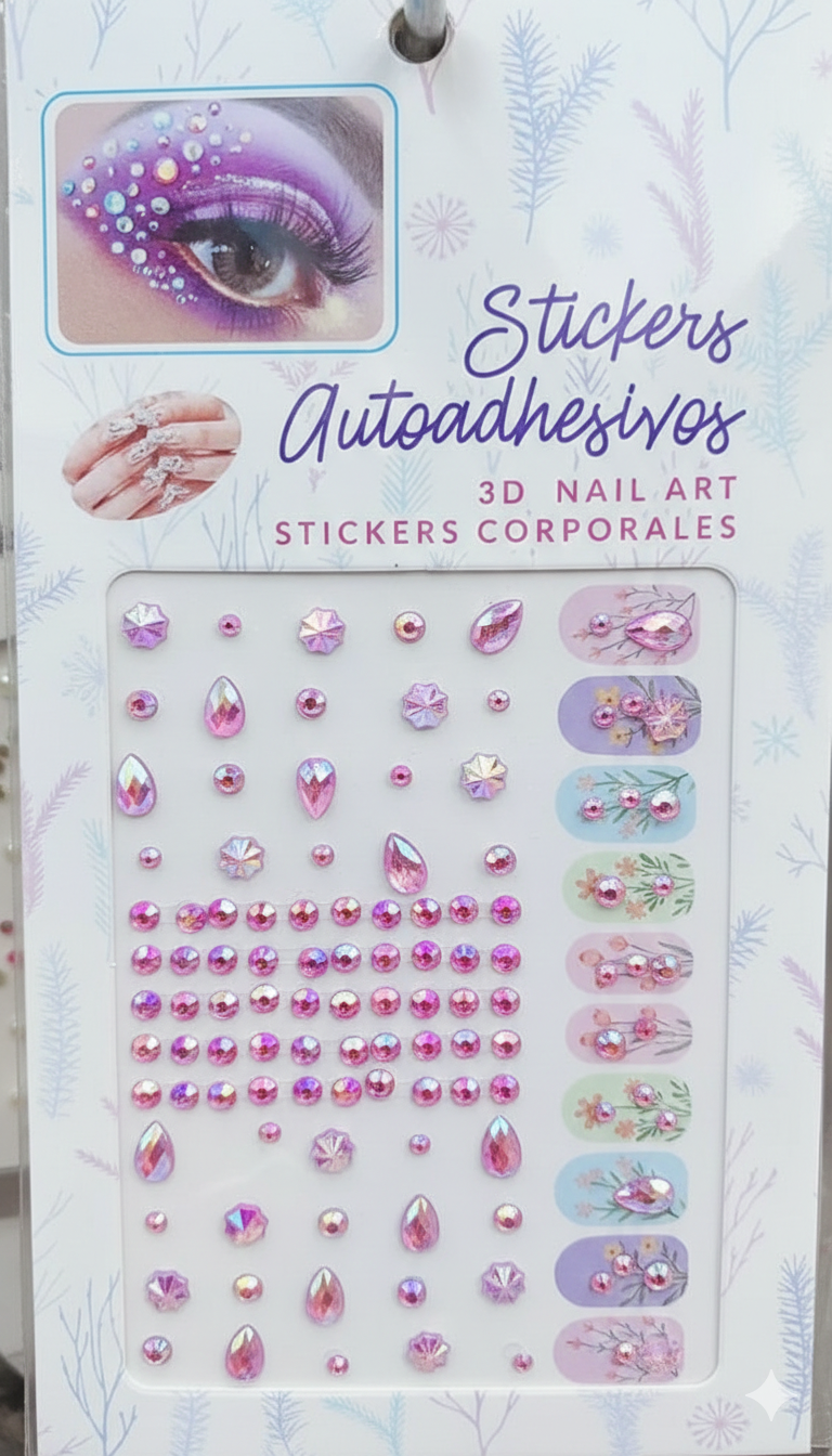 Rhinestone face gems stickers for makeup and party decoration – random design