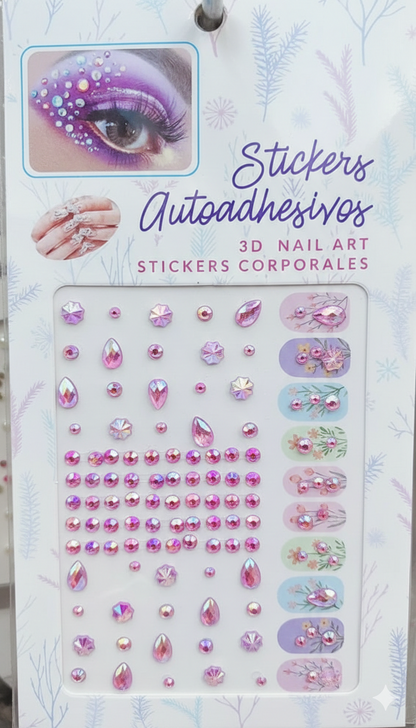 Rhinestone face gems stickers for makeup and party decoration – random design
