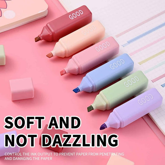 Pack of 6 colorful highlighter marker pens for students and office use