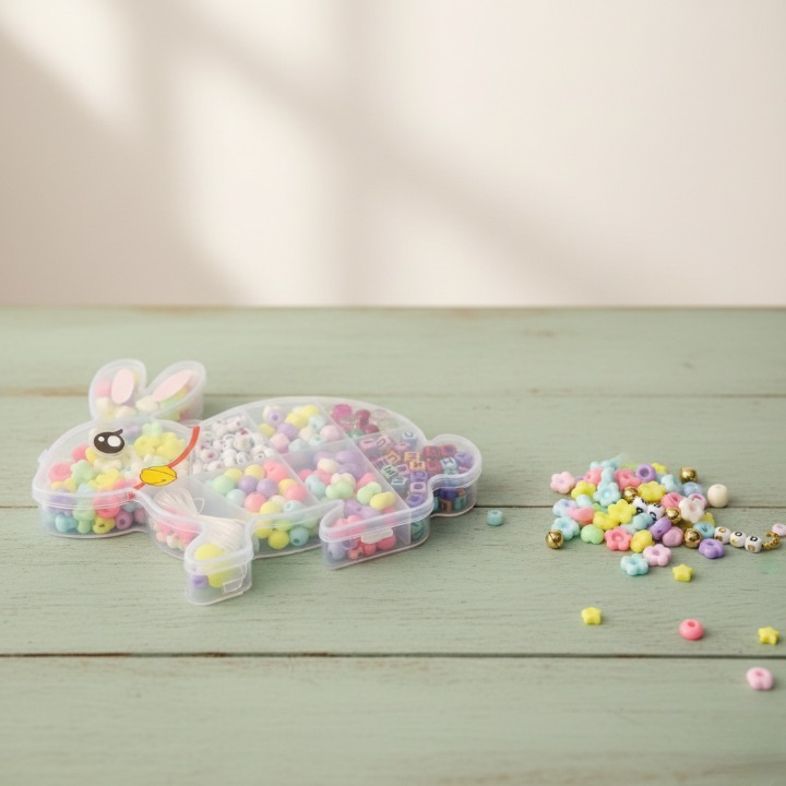 DIY beads set in bunny storage box for jewelry making