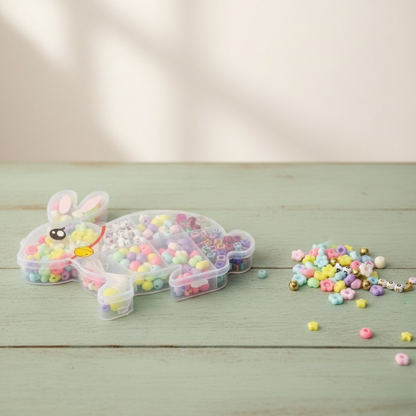 DIY beads set in bunny storage box for jewelry making