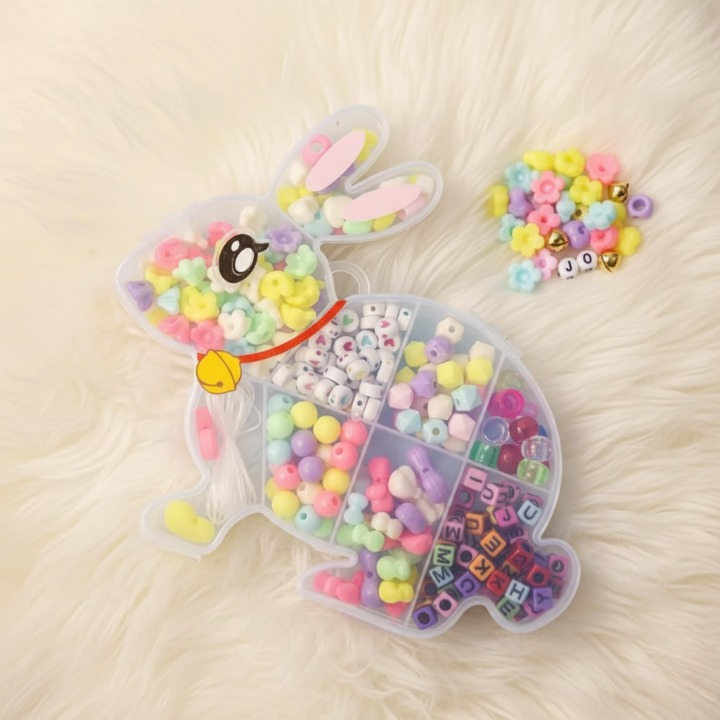 DIY beads set in bunny storage box for jewelry making