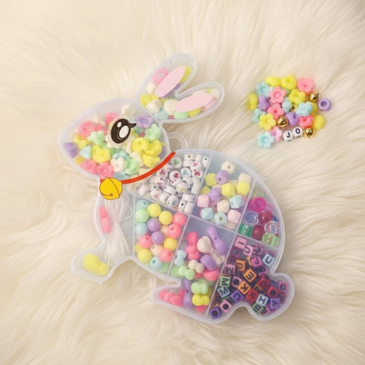 DIY beads set in bunny storage box for jewelry making