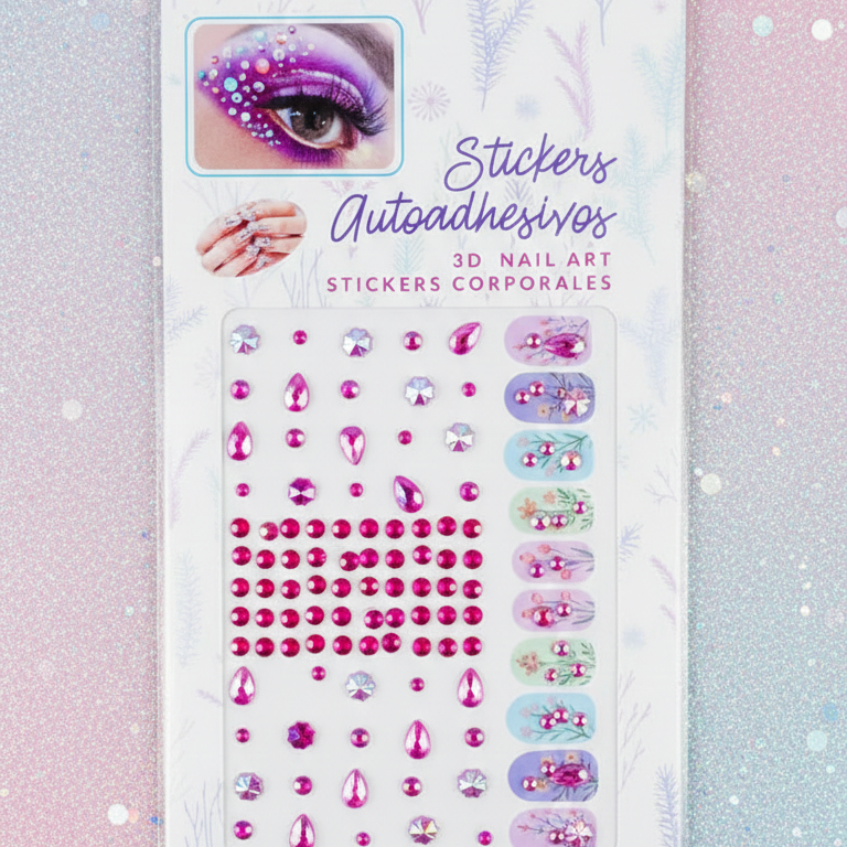 Rhinestone face gems stickers for makeup and party decoration – random design