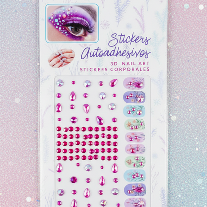 Rhinestone face gems stickers for makeup and party decoration – random design