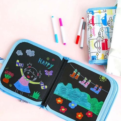 Reusable doodle magic blackboard book for kids drawing and learning – random colour