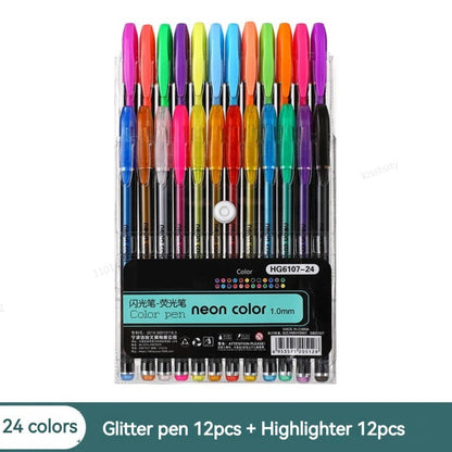 12 color gel pen and highlighter set for school, office and creative projects