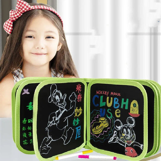 Reusable doodle magic blackboard book for kids drawing and learning – random colour