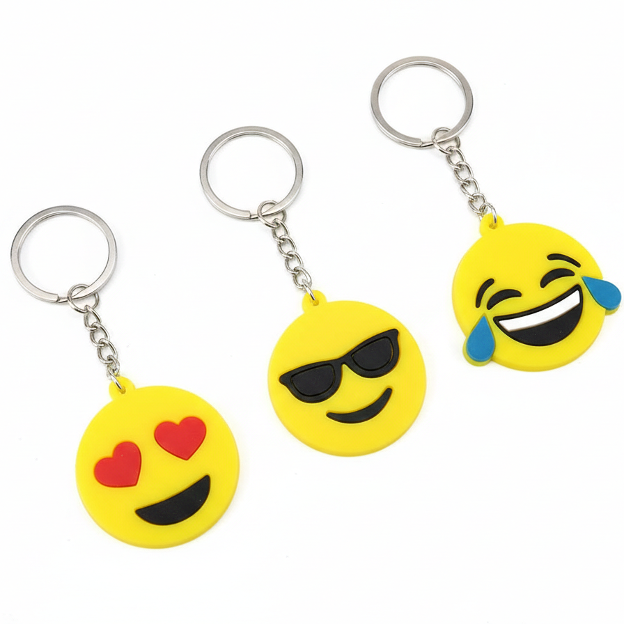 Pack of 3 emoji keychains for kids – random designs