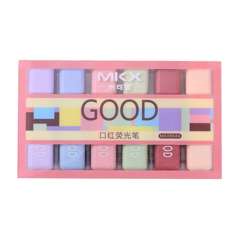 Pack of 6 colorful highlighter marker pens for students and office use