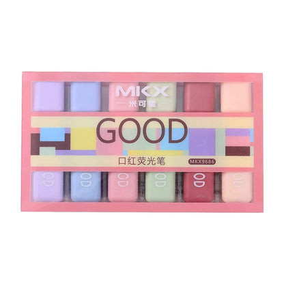 Pack of 6 colorful highlighter marker pens for students and office use