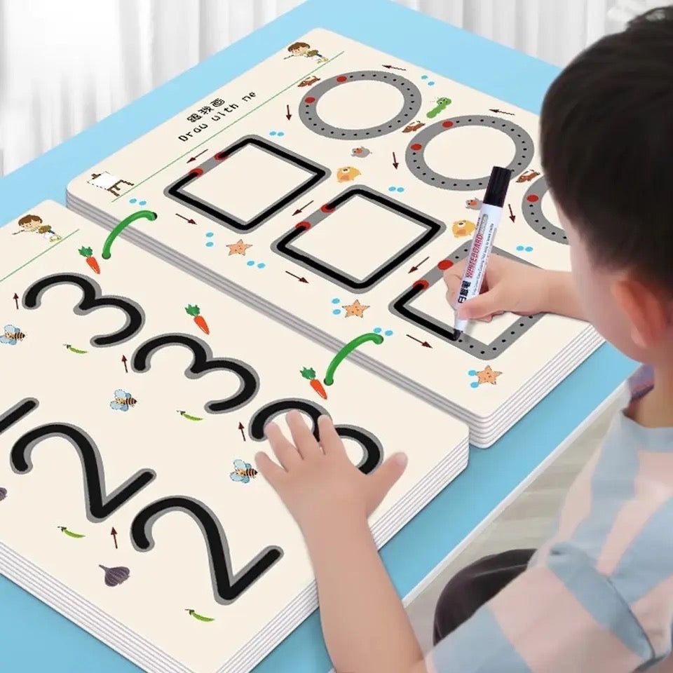 A4 reusable kids tracing book with 64 pages for handwriting practice