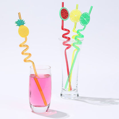 Reusable colorful spiral drinking straws – pack of 4