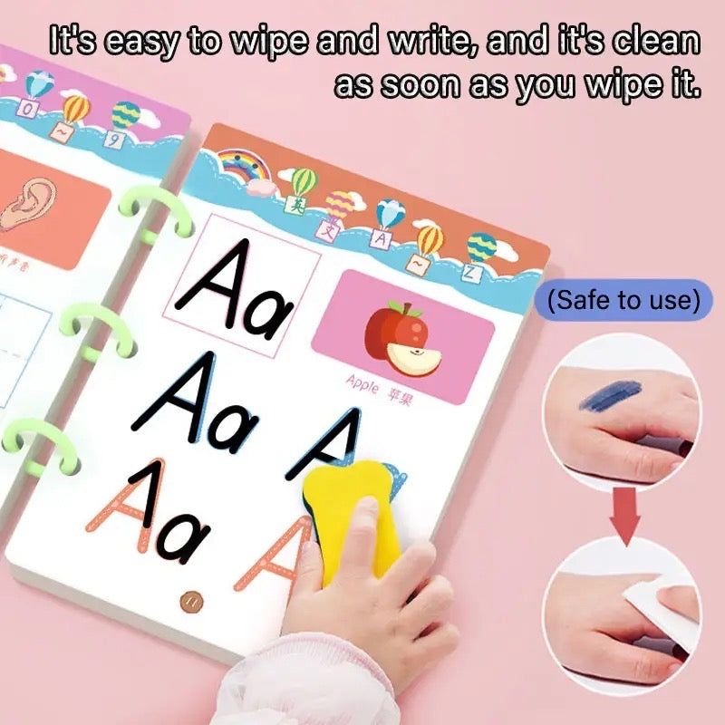 A4 reusable kids tracing book with 64 pages for handwriting practice