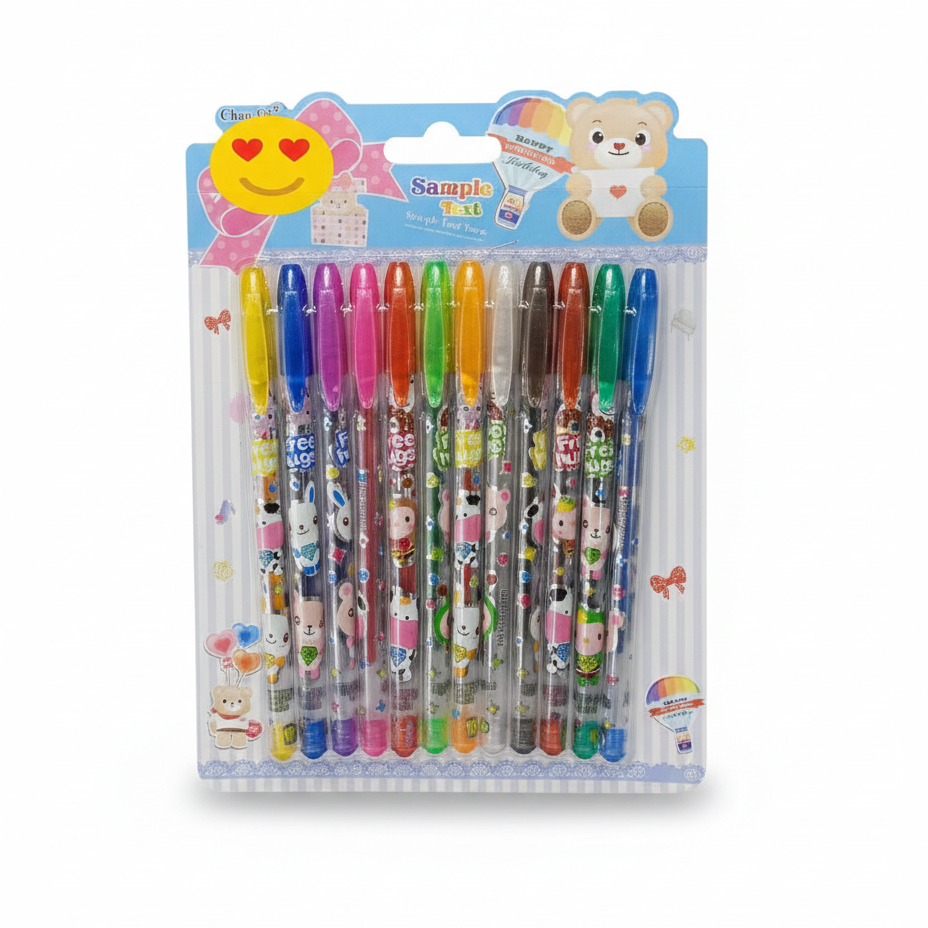 12 colors glitter and metallic gel pen set for school, art and journaling