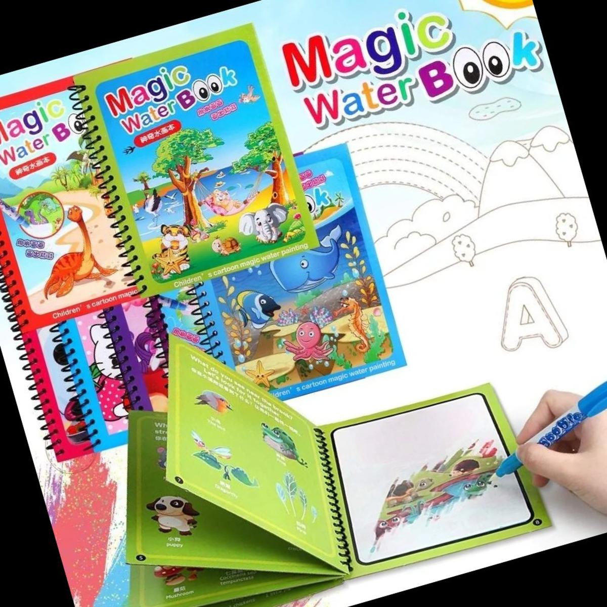 Reusable magic water coloring book for toddlers with refillable water pen