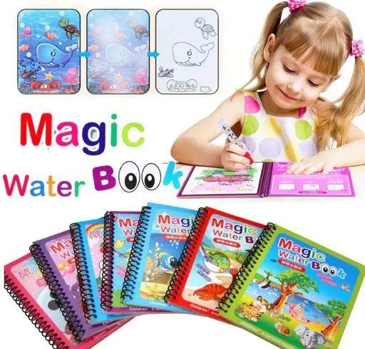 Reusable magic water coloring book for toddlers with refillable water pen