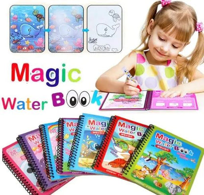 Reusable magic water coloring book for toddlers with refillable water pen