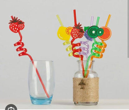 Reusable colorful spiral drinking straws – pack of 4