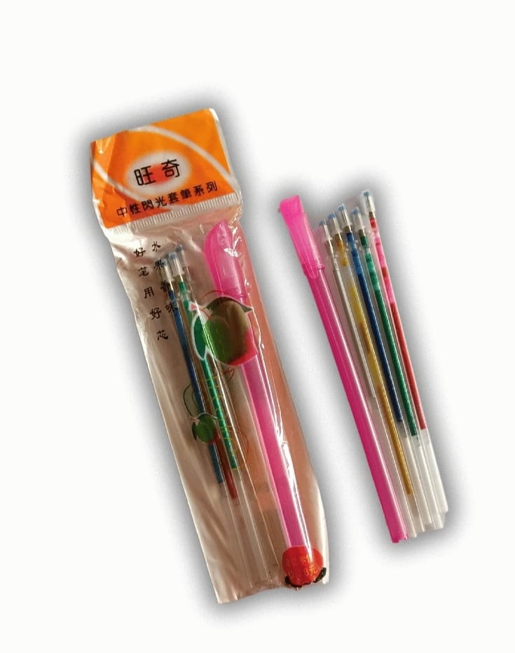 Glitter gel pen refills set of 5 for smooth writing and coloring
