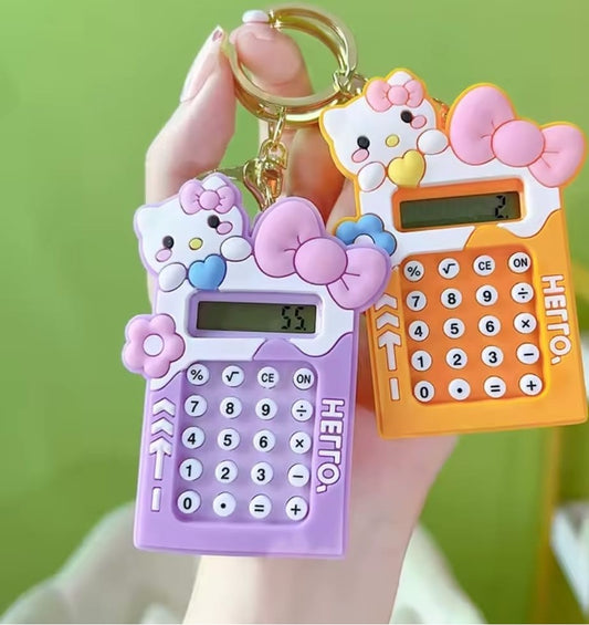 Mini calculator keychain for students and office use – random colour