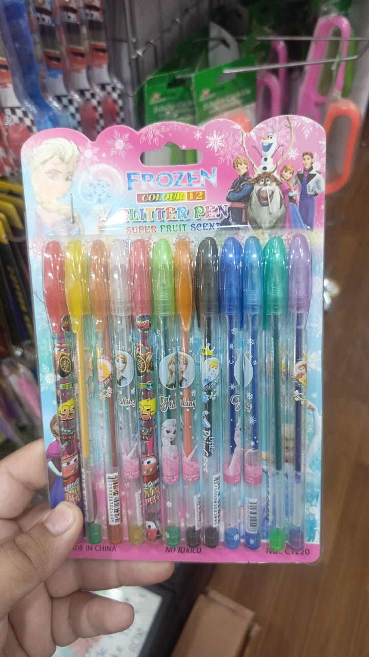 Pack of 12 fruit scented glitter gel pens for school, journaling and art