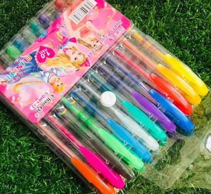 Pack of 12 fruit scented glitter gel pens for school, journaling and art