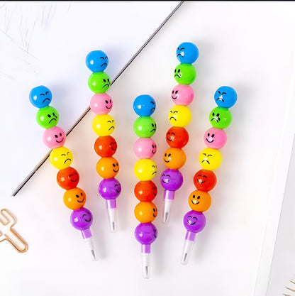 Pack of 4 smiley cartoon pencils for school students – random colour