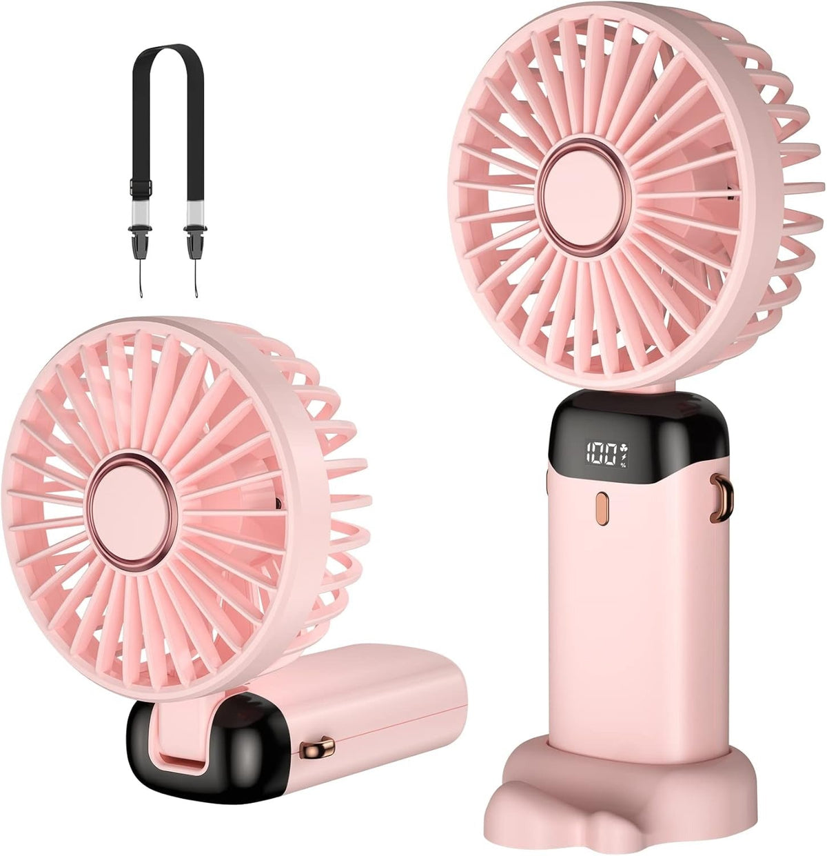 5-in-1 portable rechargeable mini fan with digital display