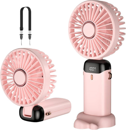 5-in-1 portable rechargeable mini fan with digital display