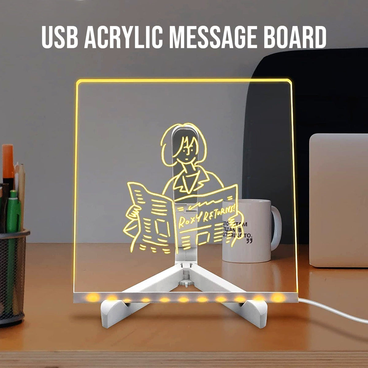 LED acrylic writing board with markers for notes and messages