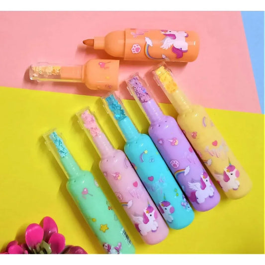Pack of 6 Kromi bottle shaped highlighter markers for school and office