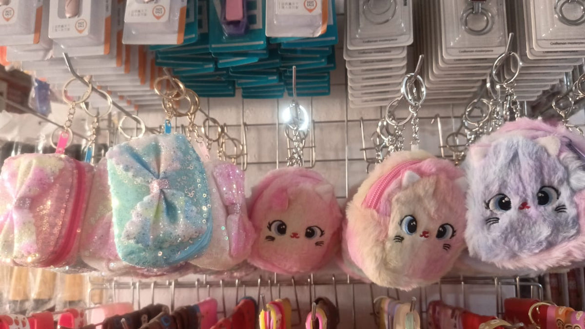 Kawaii rainbow keyring coin purse for kids – random colour