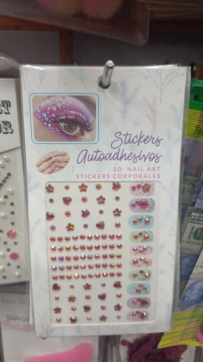 Rhinestone face gems stickers for makeup and party decoration – random design