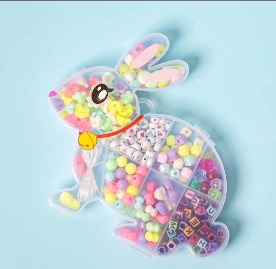 DIY beads set in bunny storage box for jewelry making