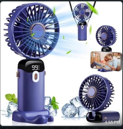 5-in-1 portable rechargeable mini fan with digital display