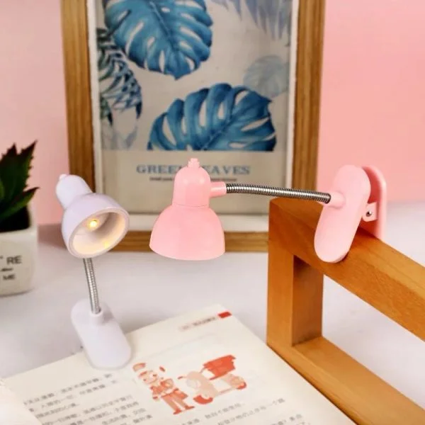 Mini LED book light with clip for reading and studying – random colour