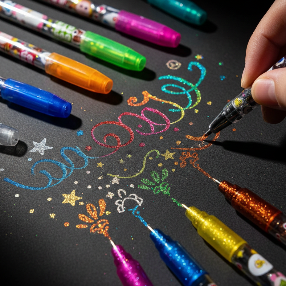 12 colors glitter and metallic gel pen set for school, art and journaling