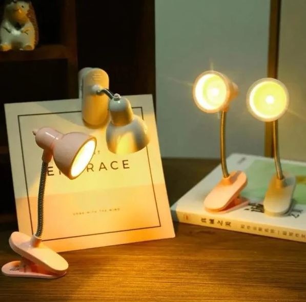 Mini LED book light with clip for reading and studying – random colour